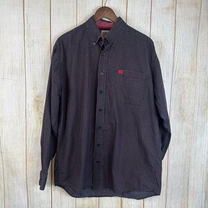 Cinch Black and Red Casual Button Down Shirt
